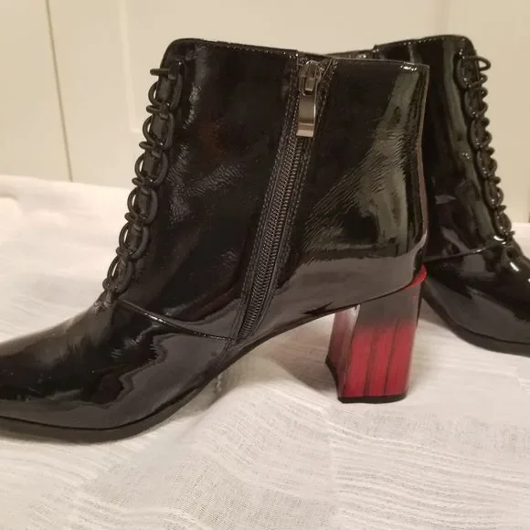 Azura Felisha Bootie Glossy Black Patent Leather Women's 39 - Picture 3 of 9
